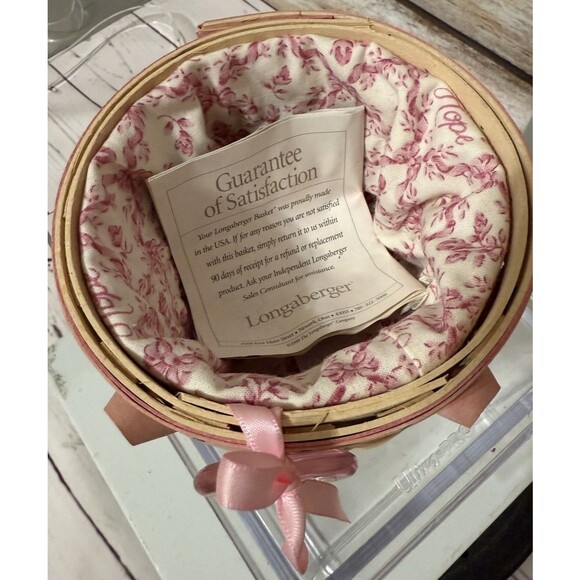 Longaberger 2006 Whitewashed Horizon of Hope  Liner Lid Basket Breast Cancer - Picture 7 of 11
